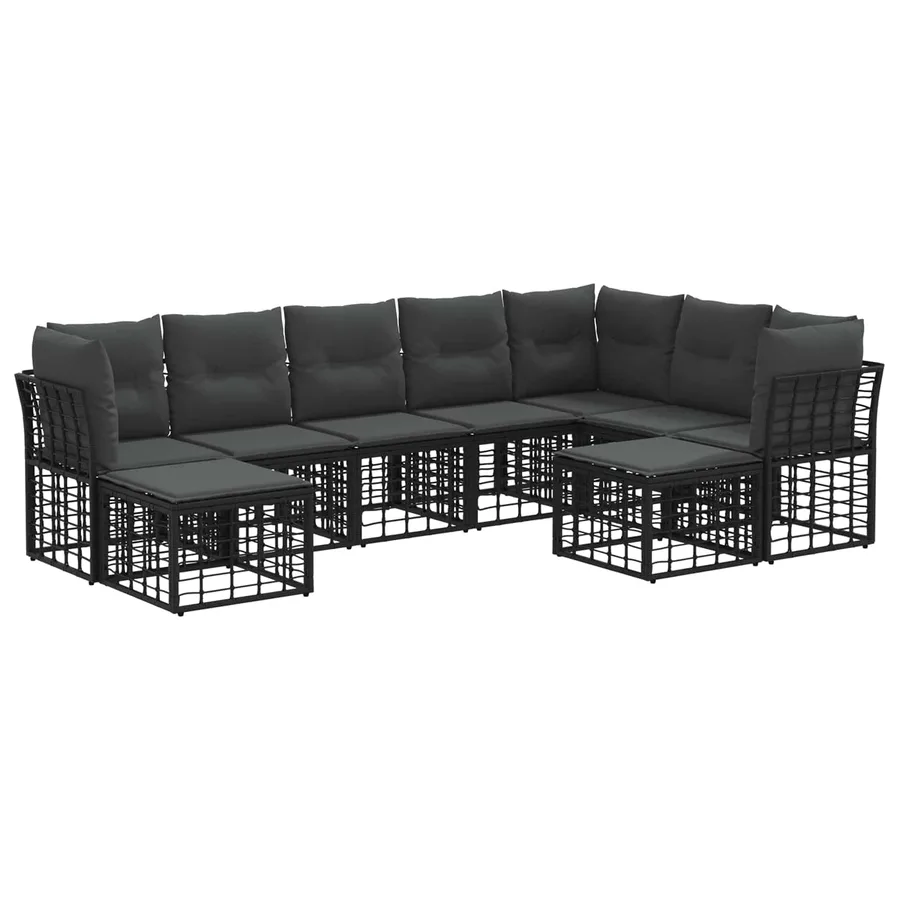 Ensemble de canapés d'extérieur Noir et Gris foncé Polyester - 2