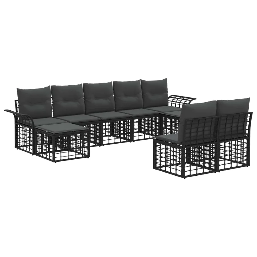 Ensemble de canapés d'extérieur 9 pcs Noir et Gris foncé - 2