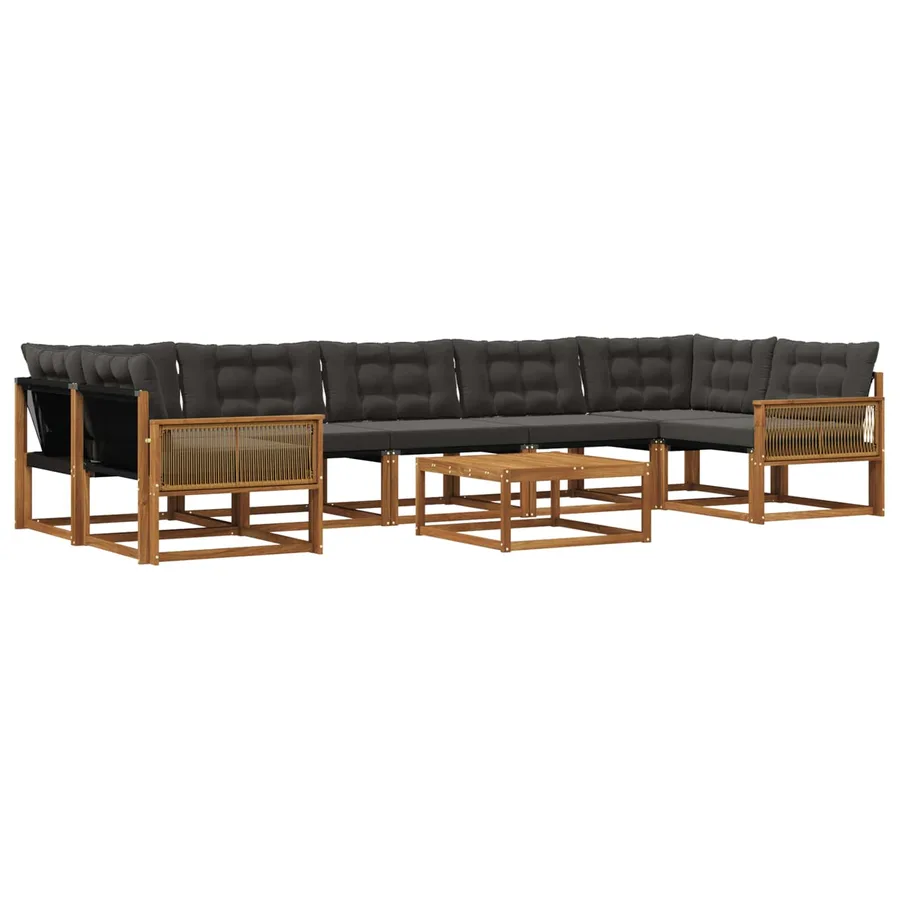 Ensemble de canapés d'extérieur 8 pcs Naturel et noir - 2