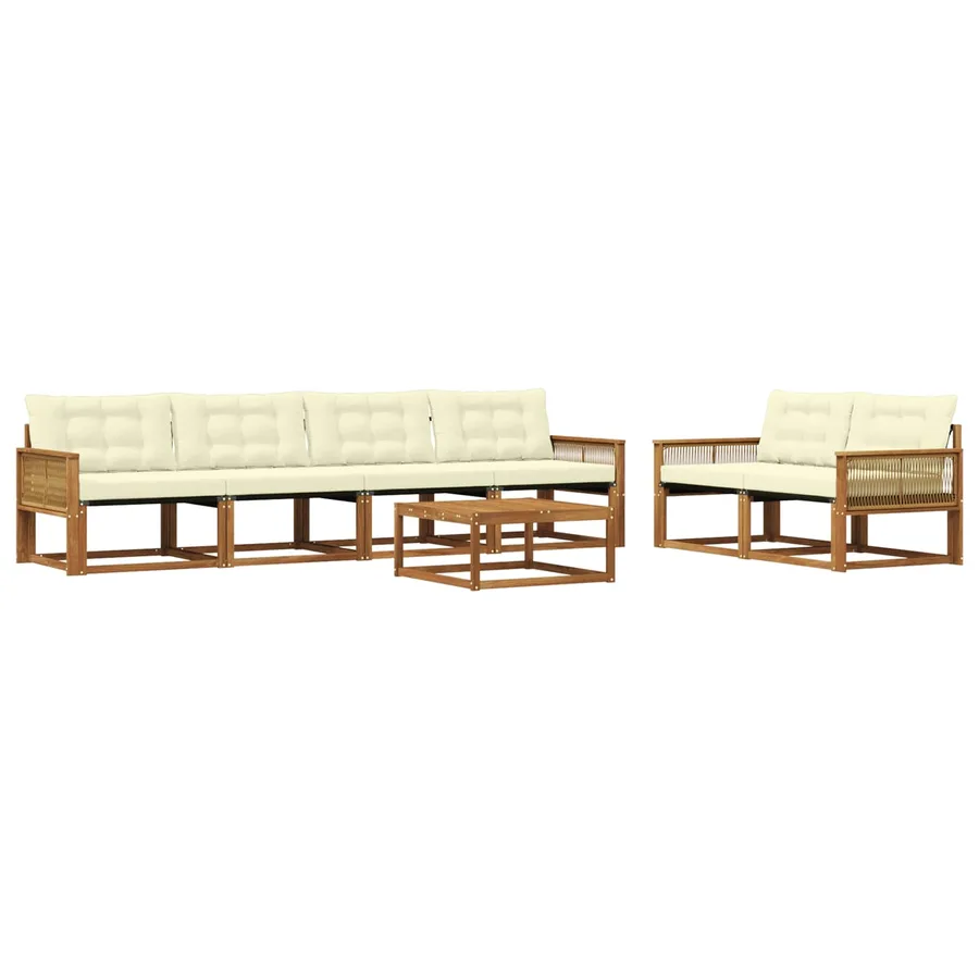 Ensemble de canapés d'extérieur 7 pcs Naturel et Crème - 2