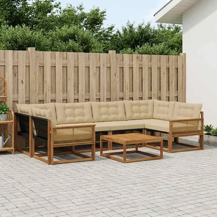 Ensemble de canapés d'extérieur 7 pcs Naturel et Beige