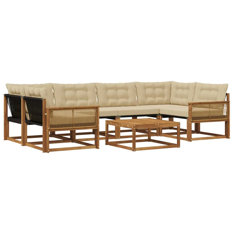 Ensemble de canapés d'extérieur 7 pcs Naturel et Beige - 2