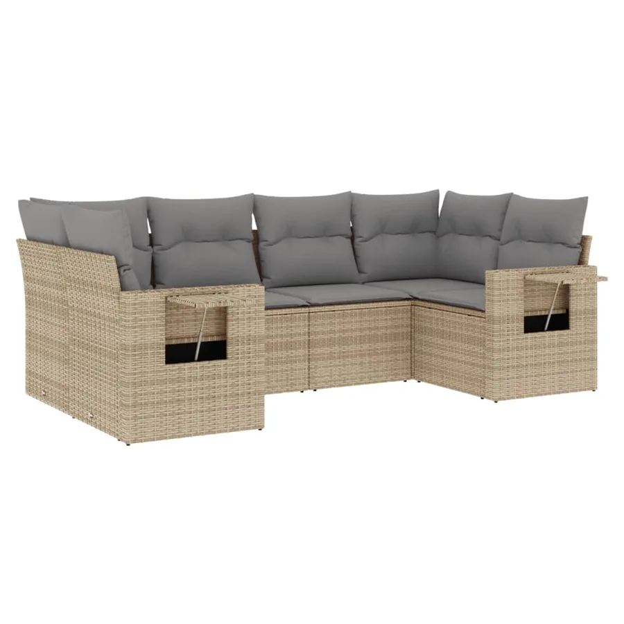 Salon de jardin avec coussins 6 pcs beige résine tressée - 2