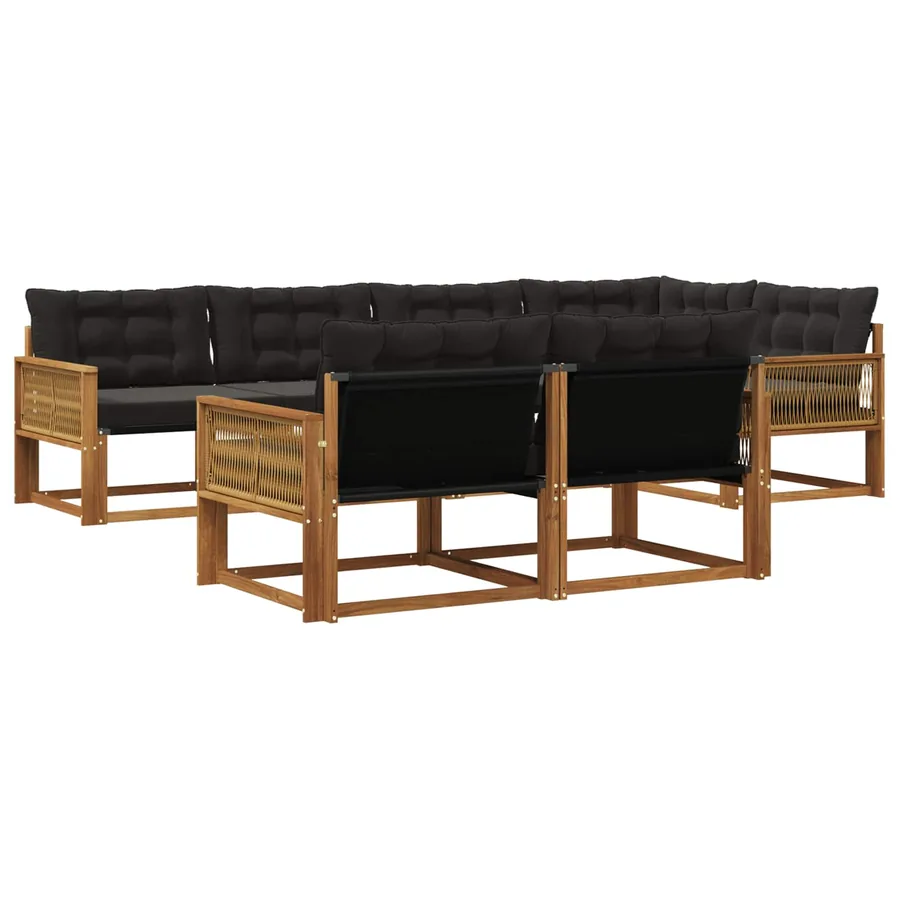 Ensemble de canapés d'extérieur 7 pcs Naturel et noir - 2