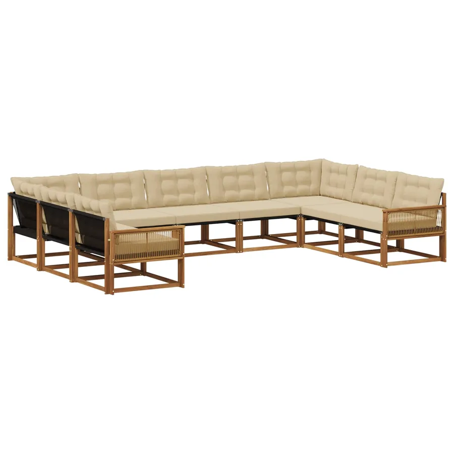 Ensemble de canapés d'extérieur 9 pcs Naturel et Beige - 2