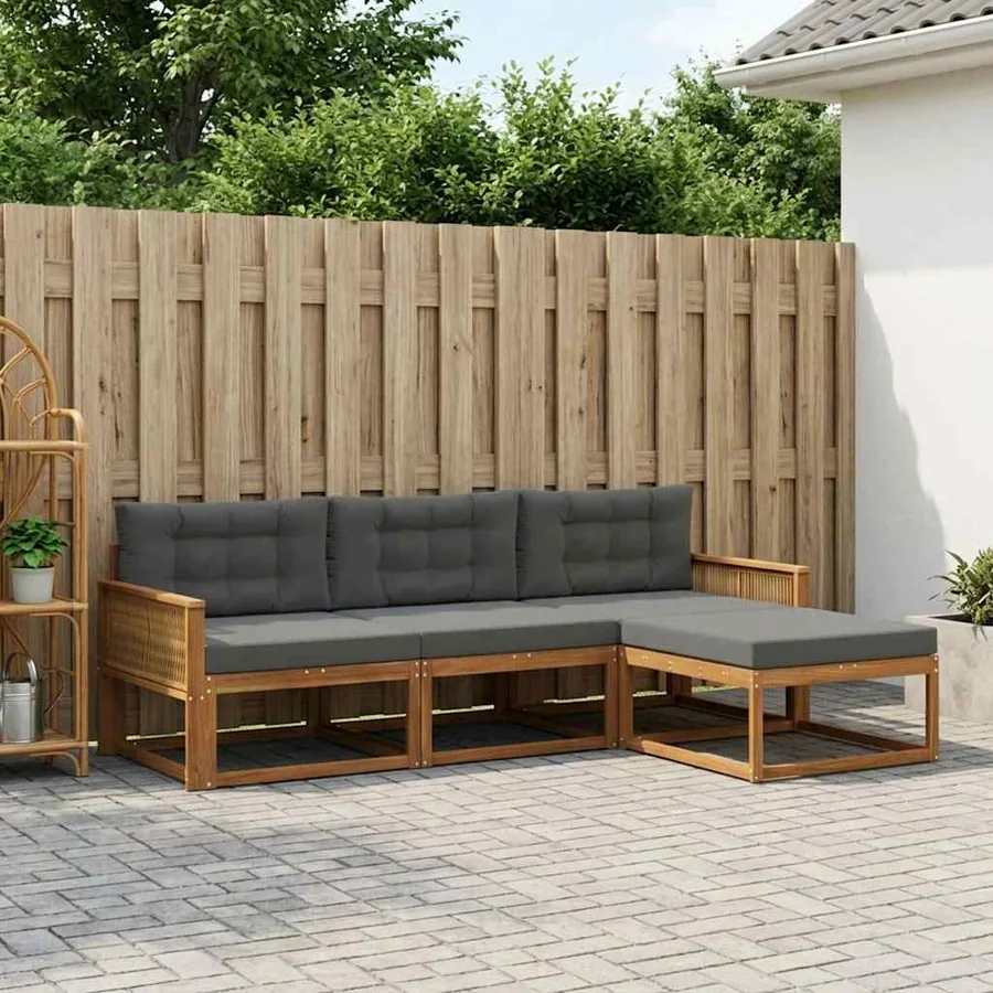 Ensemble de canapés d'extérieur 4 pcs Naturel et Anthracite