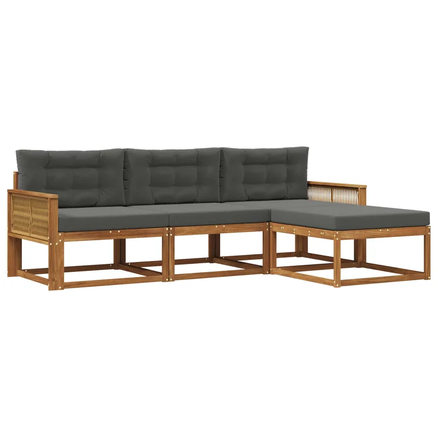 Ensemble de canapés d'extérieur 4 pcs Naturel et Anthracite - 2