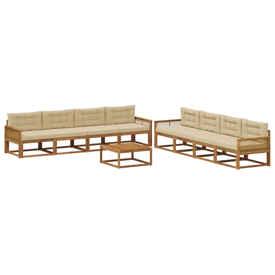 Ensemble de canapés d'extérieur 9 pcs Naturel et Beige - 2