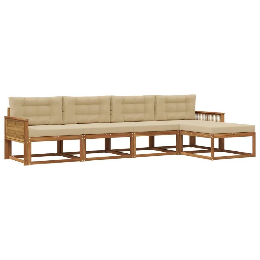 Ensemble de canapés d'extérieur 5 pcs Naturel et Beige - 2