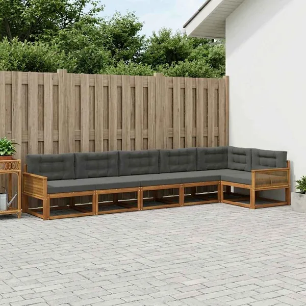Ensemble de canapés d'extérieur 6 pcs Naturel et Anthracite