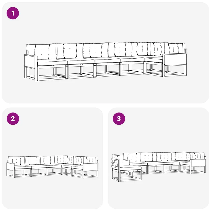 Ensemble de canapés d'extérieur 6 pcs Naturel et Anthracite - 7