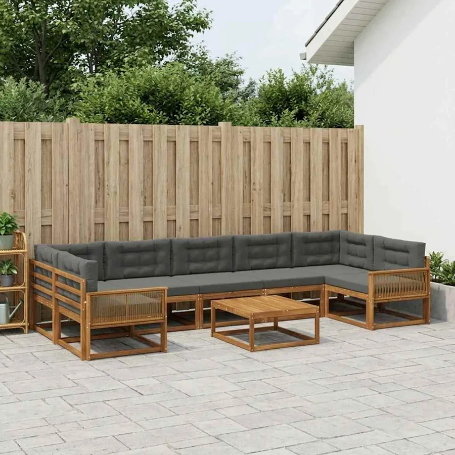 Ensemble de canapés d'extérieur 8 pcs Naturel et Anthracite