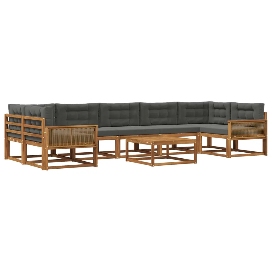 Ensemble de canapés d'extérieur 8 pcs Naturel et Anthracite - 2