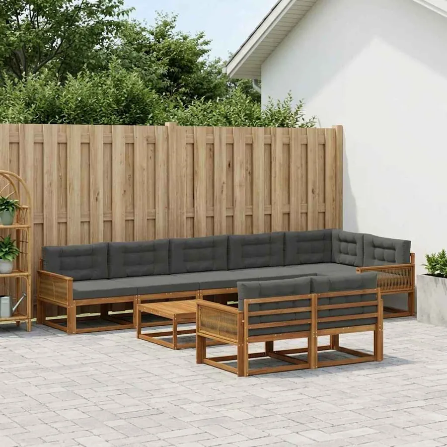 Ensemble de canapés d'extérieur 9 pcs Naturel et Anthracite