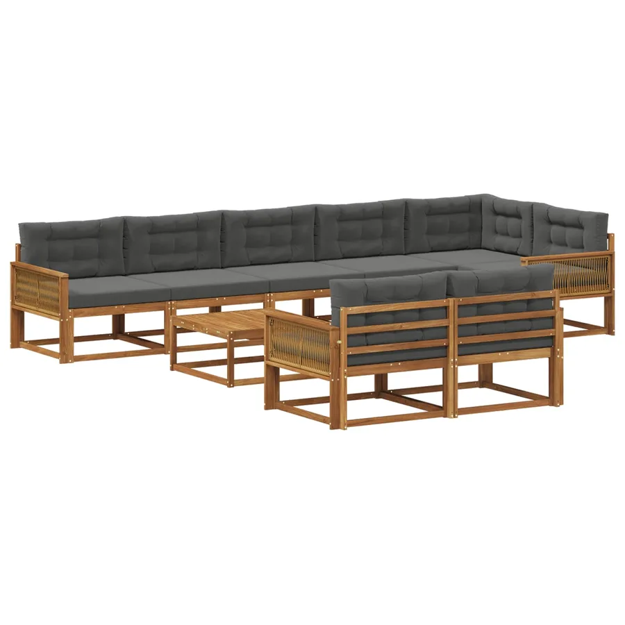 Ensemble de canapés d'extérieur 9 pcs Naturel et Anthracite - 2