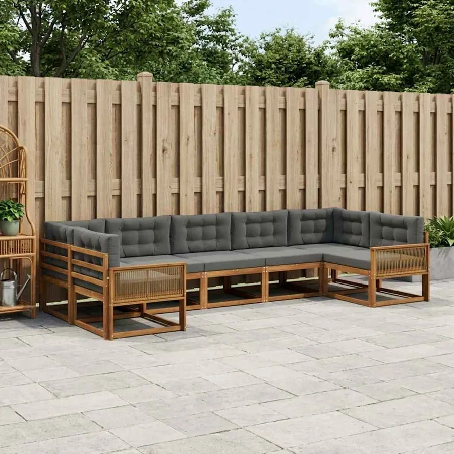 Ensemble de canapés d'extérieur 7 pcs Naturel et Anthracite