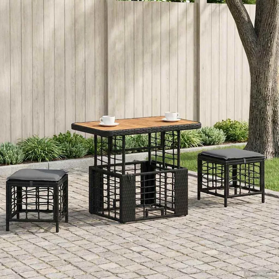 Ensemble de salle à manger pour jardin 3 pcs Noir et gris