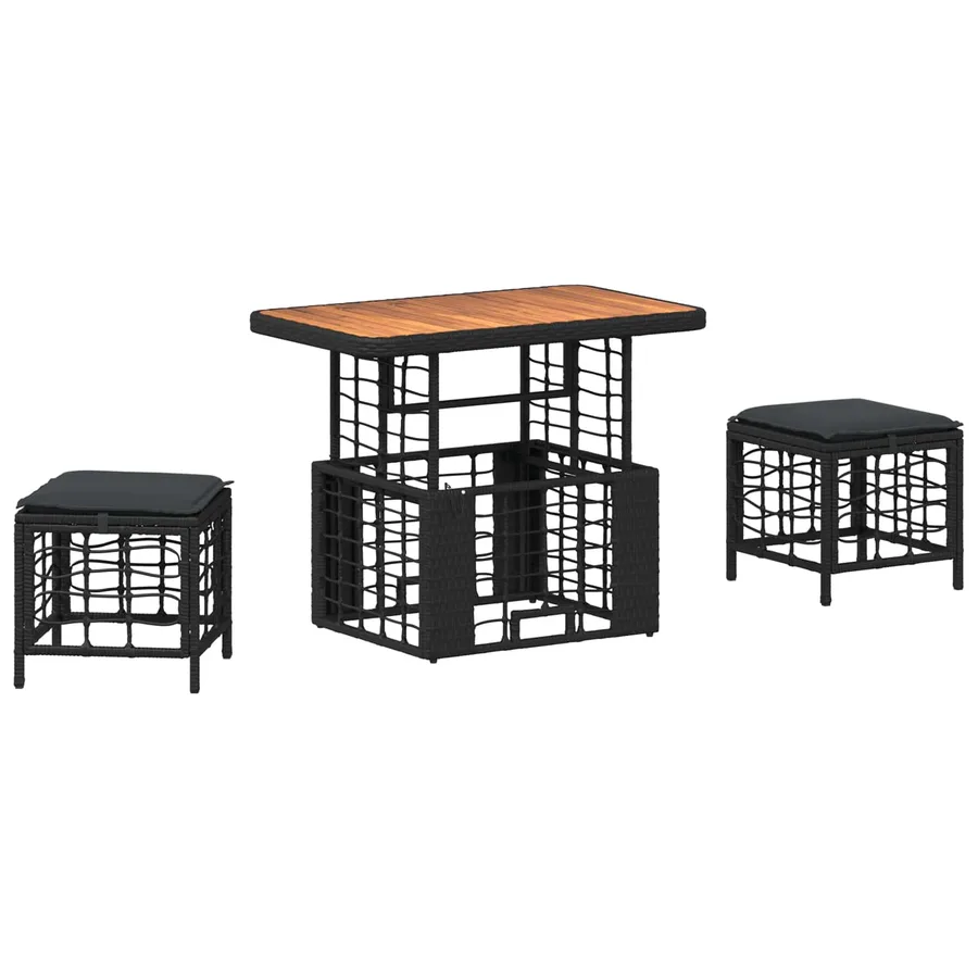 Ensemble de salle à manger pour jardin 3 pcs Noir et gris - 2