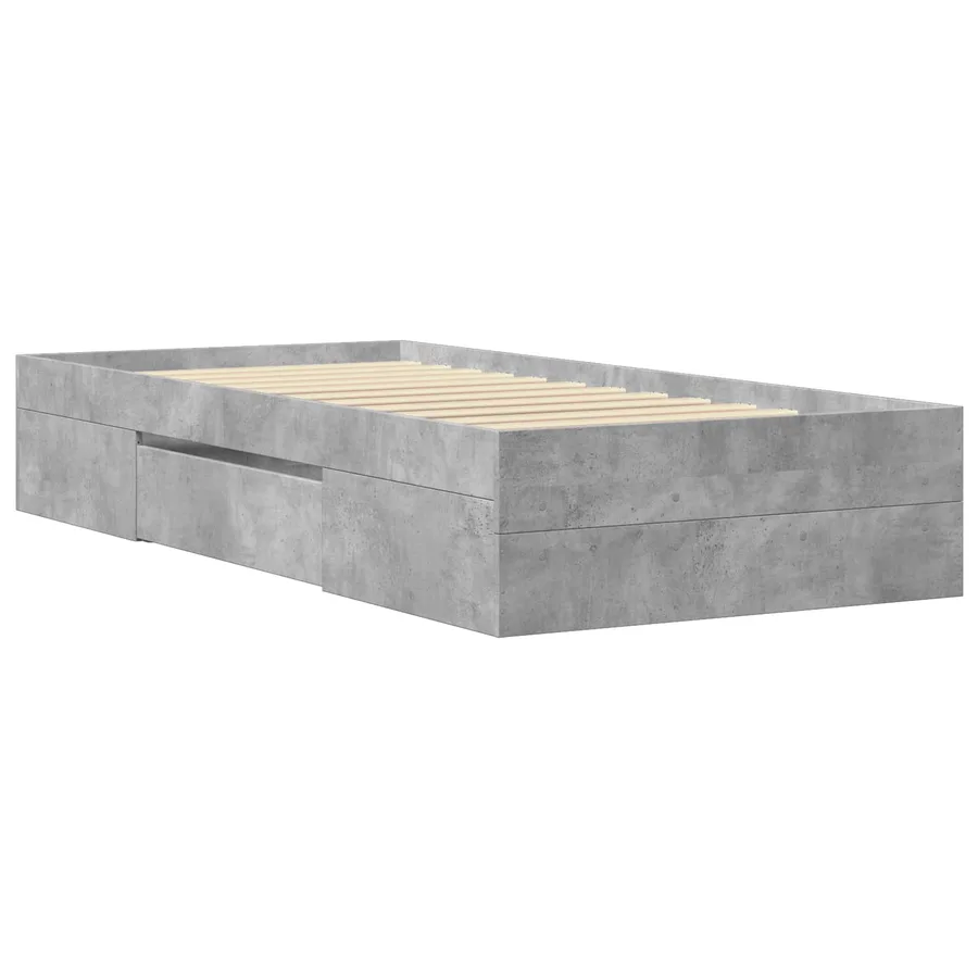 Cadre de lit avec rangement avec tiroir Gris béton 80 x 200 cm - 3