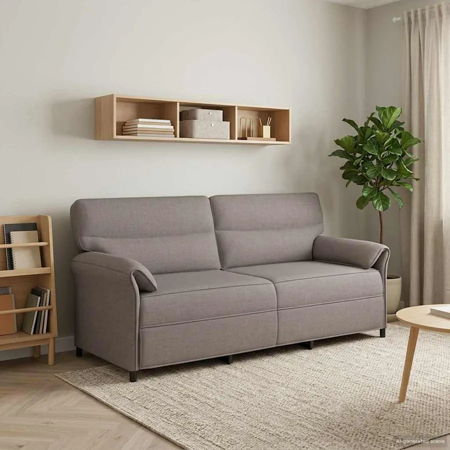 Canapé 100% polyester, cadre en métal, MDF, Contreplaqué
