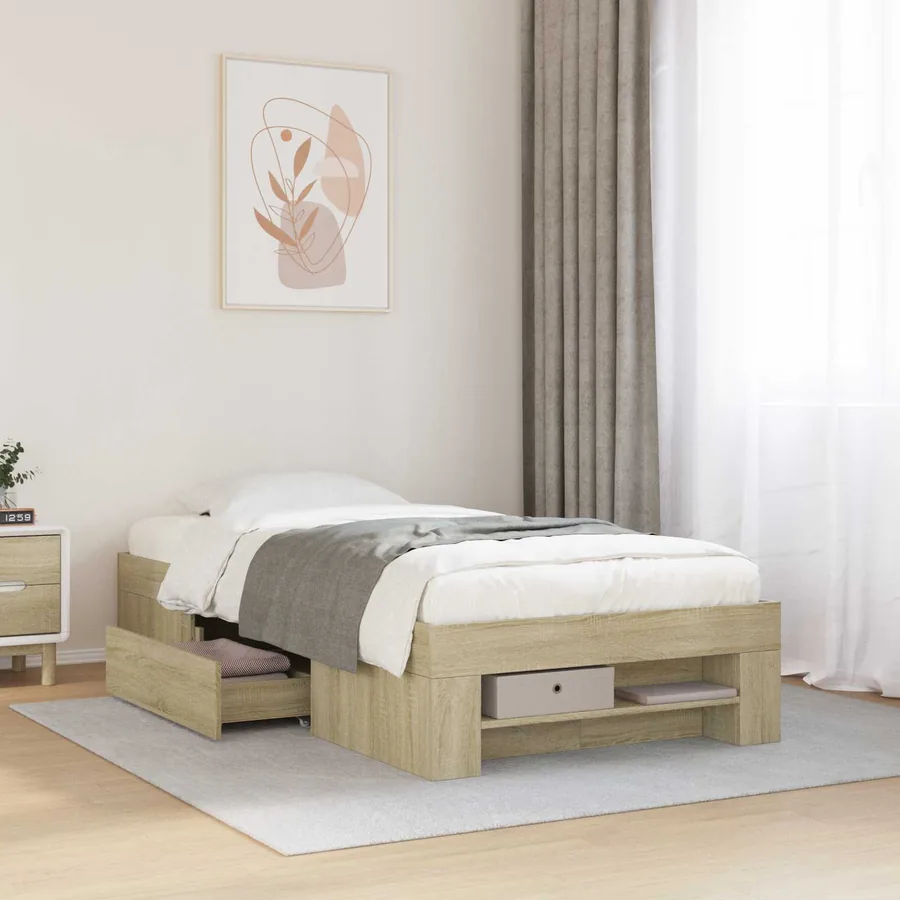 Cadre de lit avec rangement Chêne Sonoma 80 x 200 cm