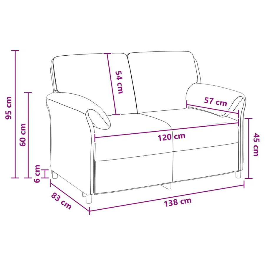 Sofa 2 places Rose 138 x 83 x 95 cm Velours - 8