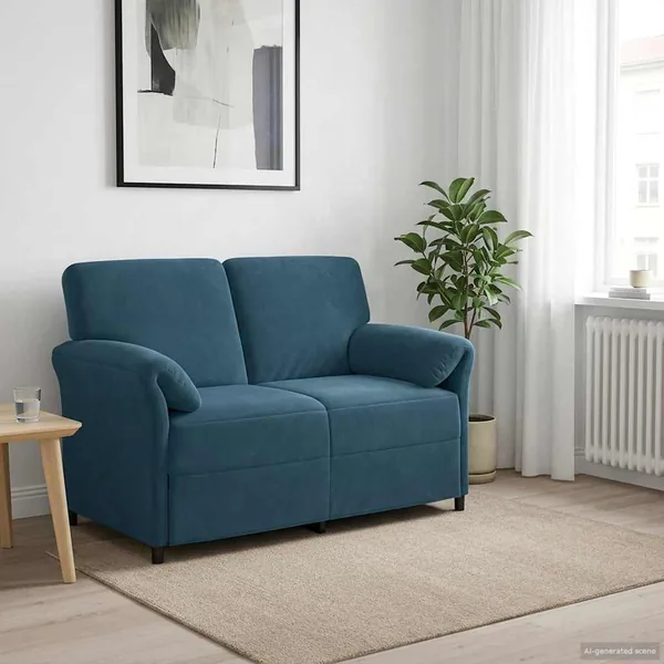 Sofa 2 places Bleu 138 x 83 x 95 cm Velours