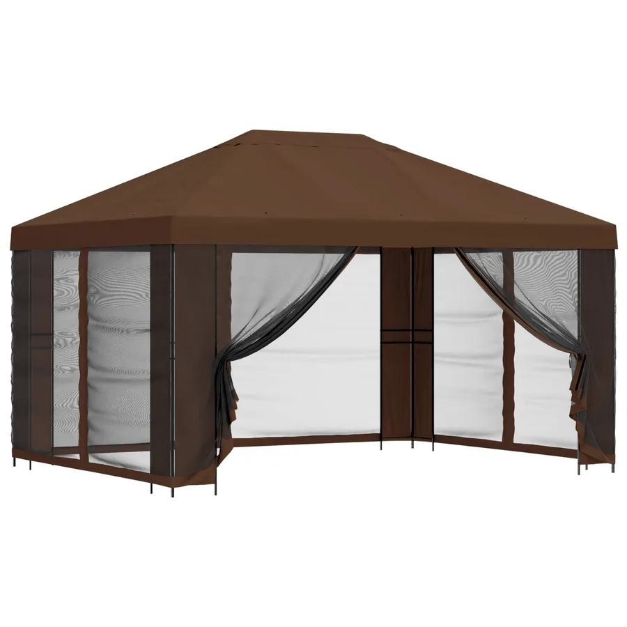Abri de jardin avec parois 4 × 3 m Marron Polyester et Acier - 2