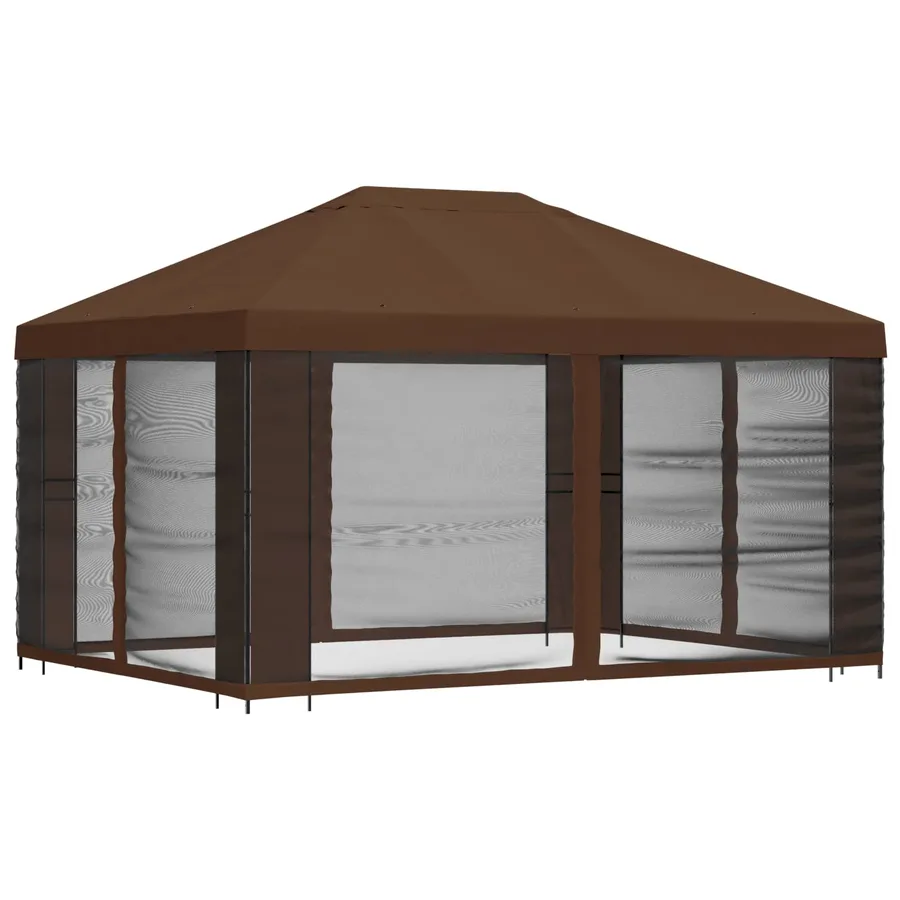 Abri de jardin avec parois 4 × 3 m Marron Polyester et Acier - 3