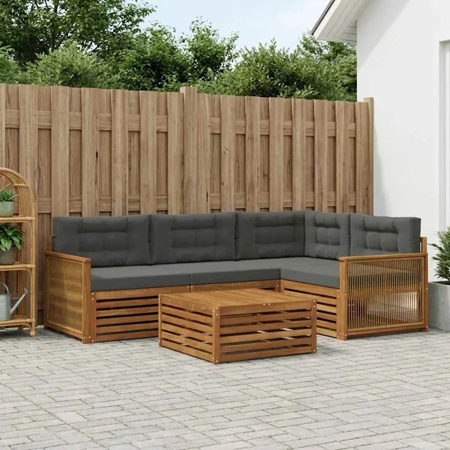 Ensemble de canapés d'extérieur 5 pcs Naturel et Anthracite
