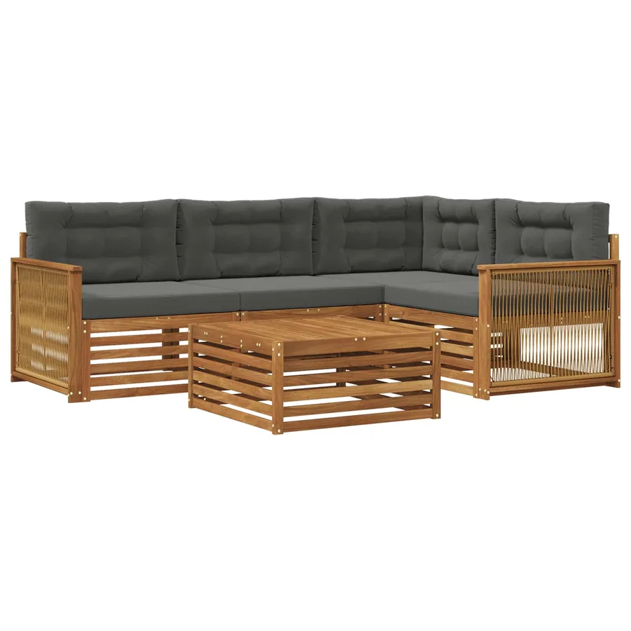 Ensemble de canapés d'extérieur 5 pcs Naturel et Anthracite - 2