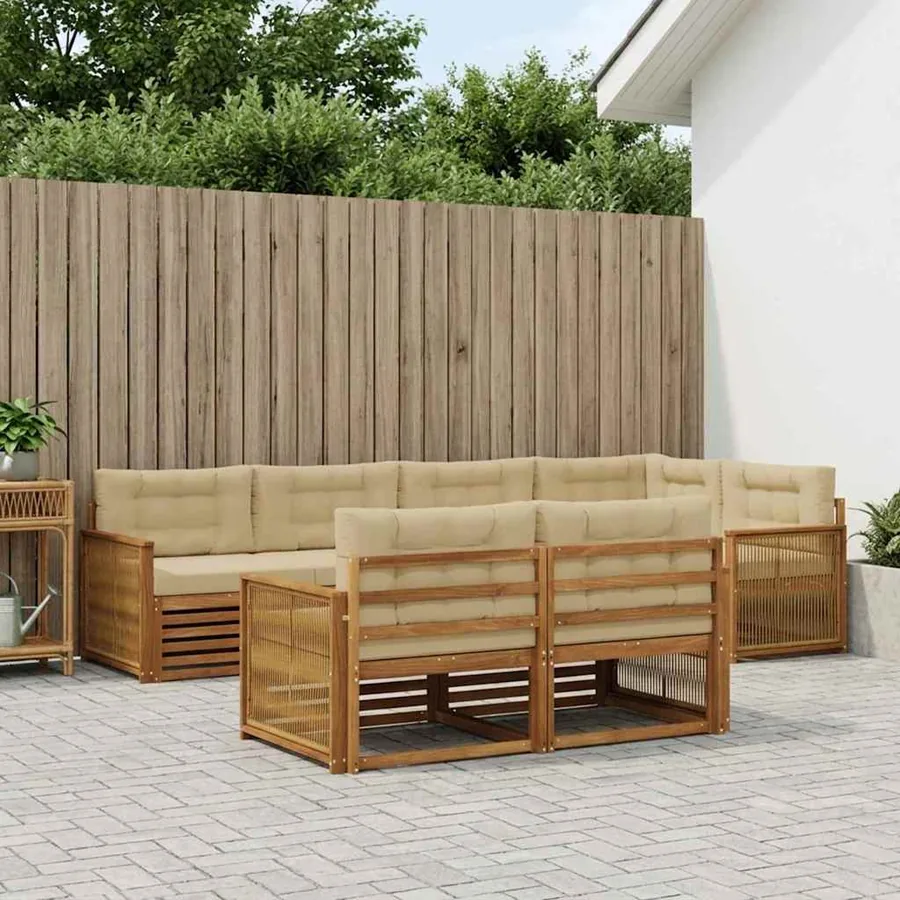 Ensemble de canapés d'extérieur 7 pcs Naturel et Beige
