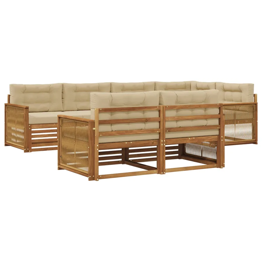 Ensemble de canapés d'extérieur 7 pcs Naturel et Beige - 2