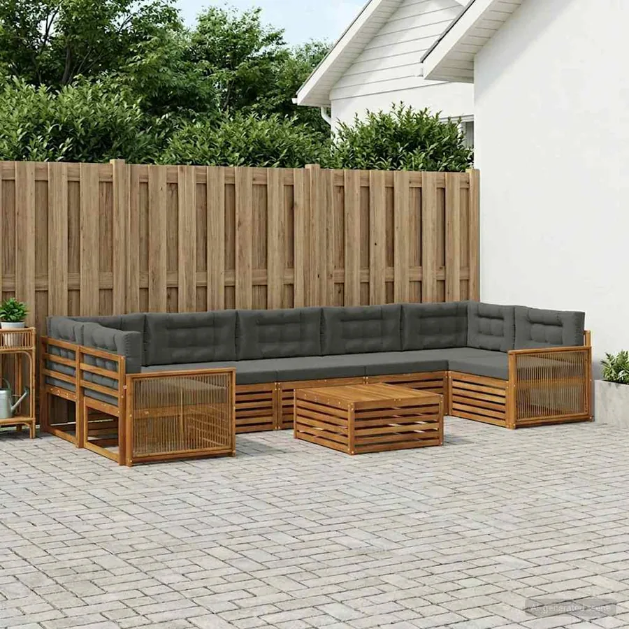 Ensemble de canapés d'extérieur 8 pcs Naturel et Anthracite
