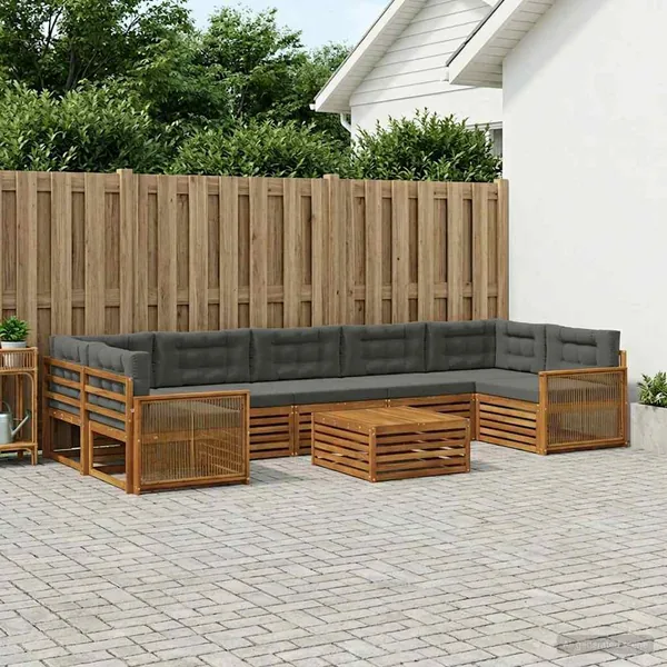 Ensemble de canapés d'extérieur 8 pcs Naturel et Anthracite
