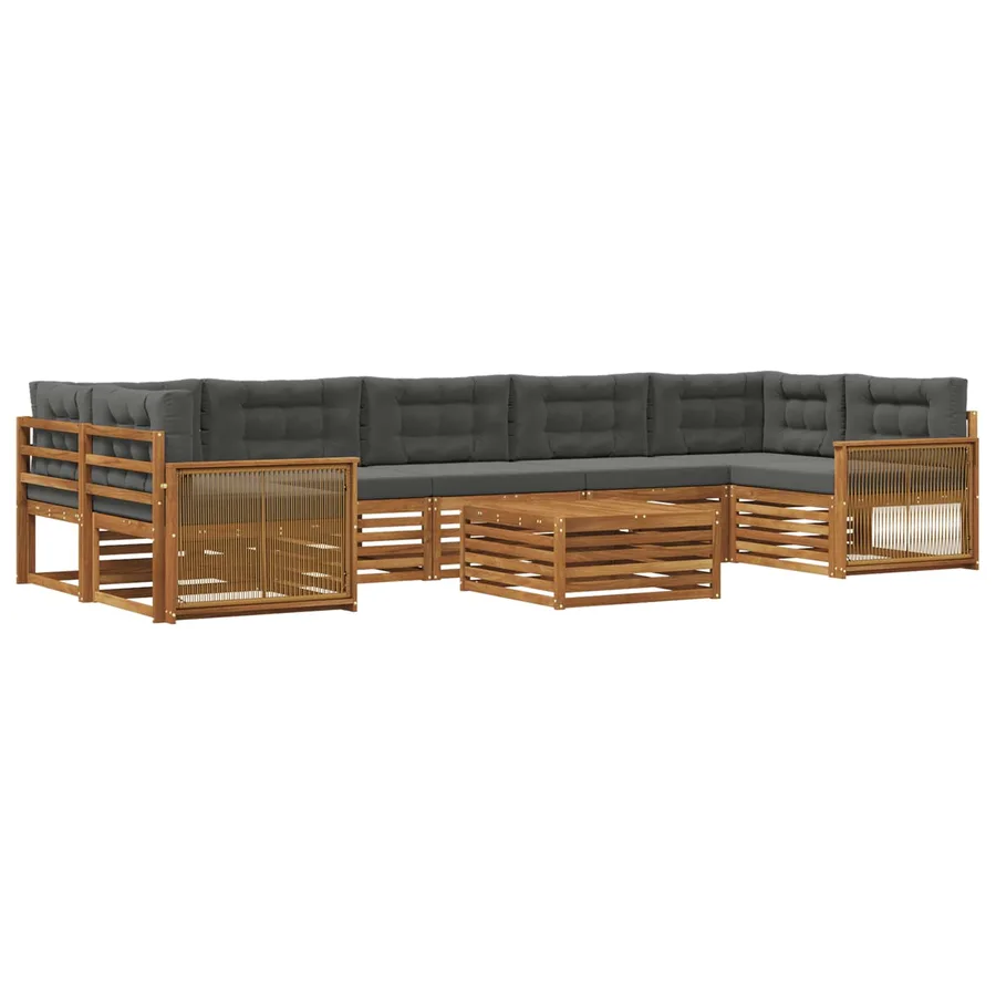 Ensemble de canapés d'extérieur 8 pcs Naturel et Anthracite - 2