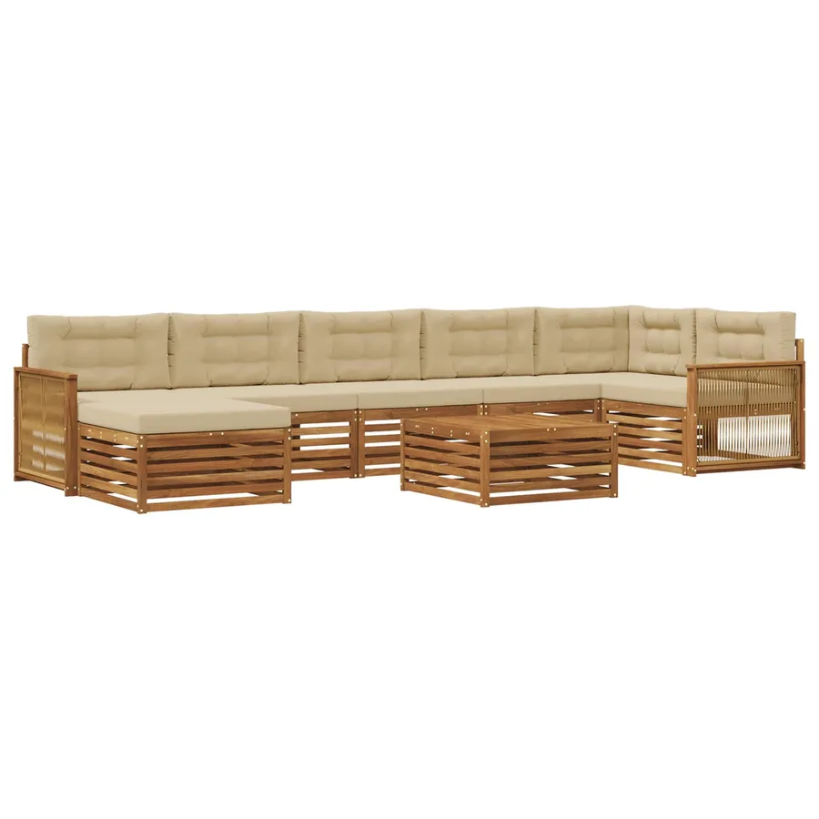 Ensemble de canapés d'extérieur 8 pcs Naturel et Beige - 2