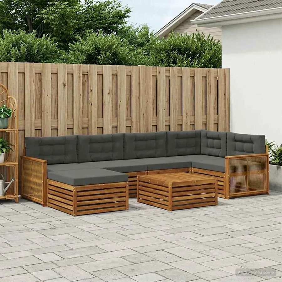 Ensemble de canapés d'extérieur 7 pcs Naturel et Anthracite