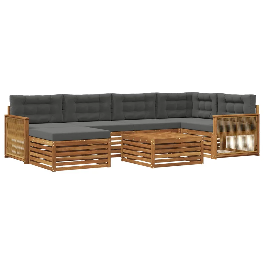 Ensemble de canapés d'extérieur 7 pcs Naturel et Anthracite - 2