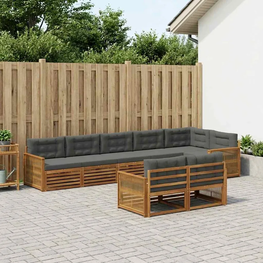 Ensemble de canapés d'extérieur 8 pcs Naturel et Anthracite
