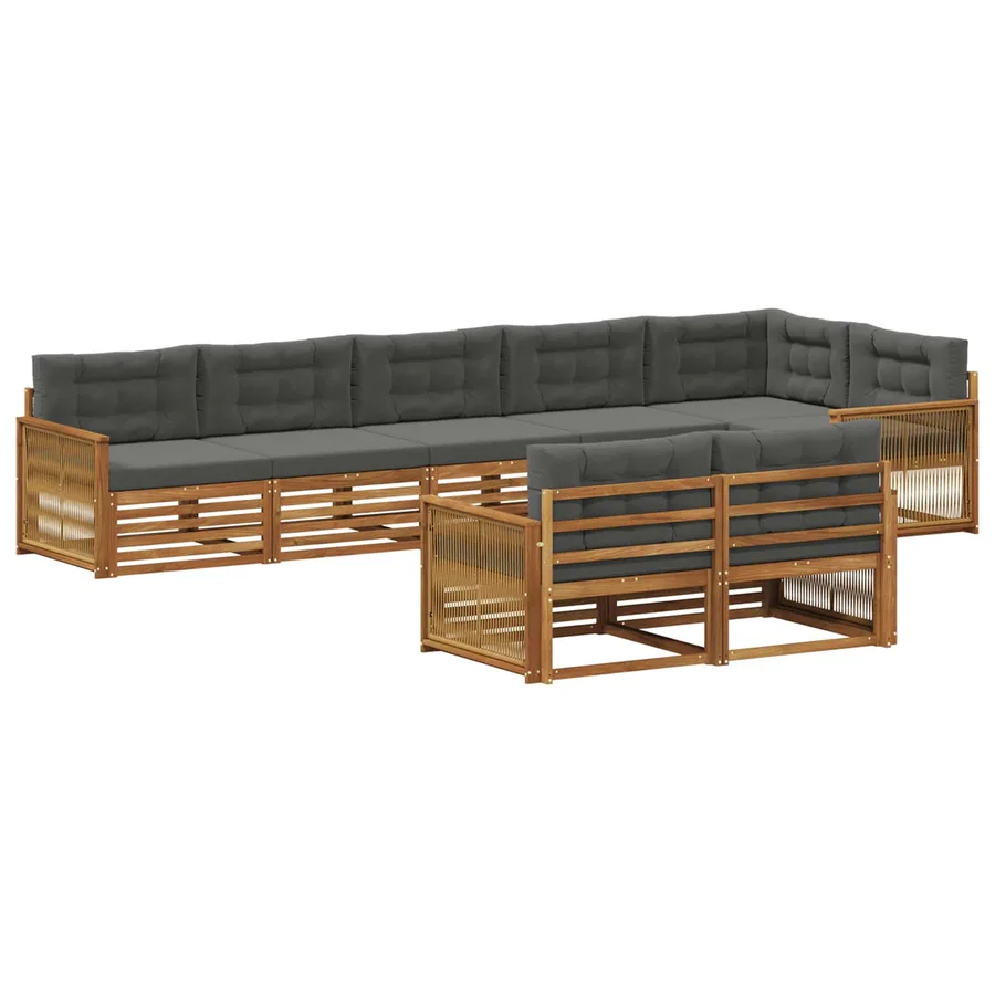 Ensemble de canapés d'extérieur 8 pcs Naturel et Anthracite - 2