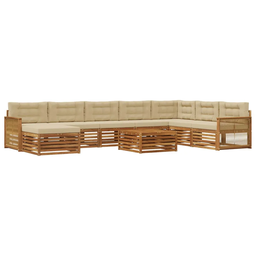 Ensemble de canapés d'extérieur 9 pcs Naturel et Beige - 2