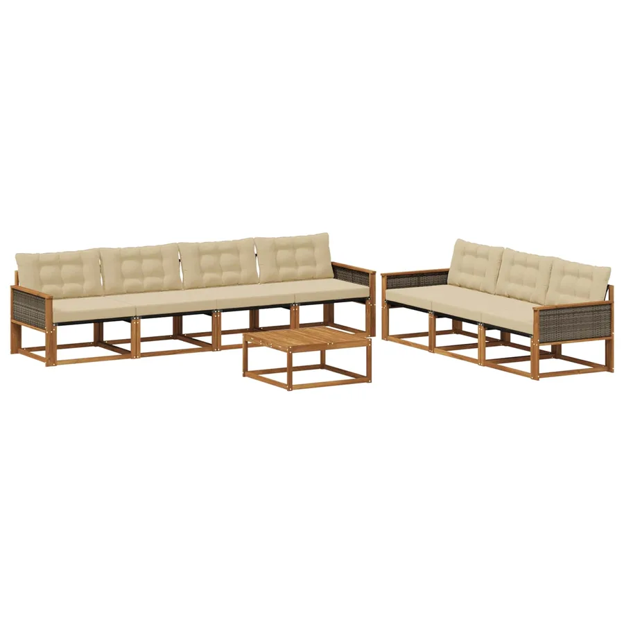 Ensemble de canapés d'extérieur 8 pcs Naturel et Beige - 2