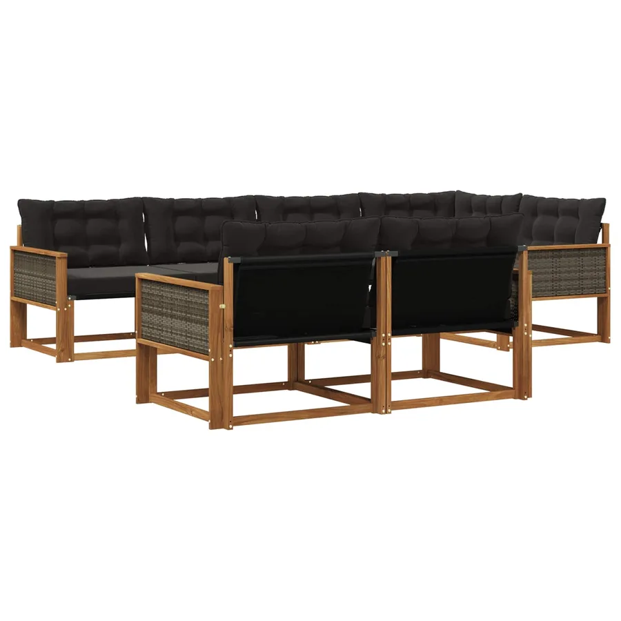Ensemble de canapés d'extérieur 7 pcs Naturel et noir - 2
