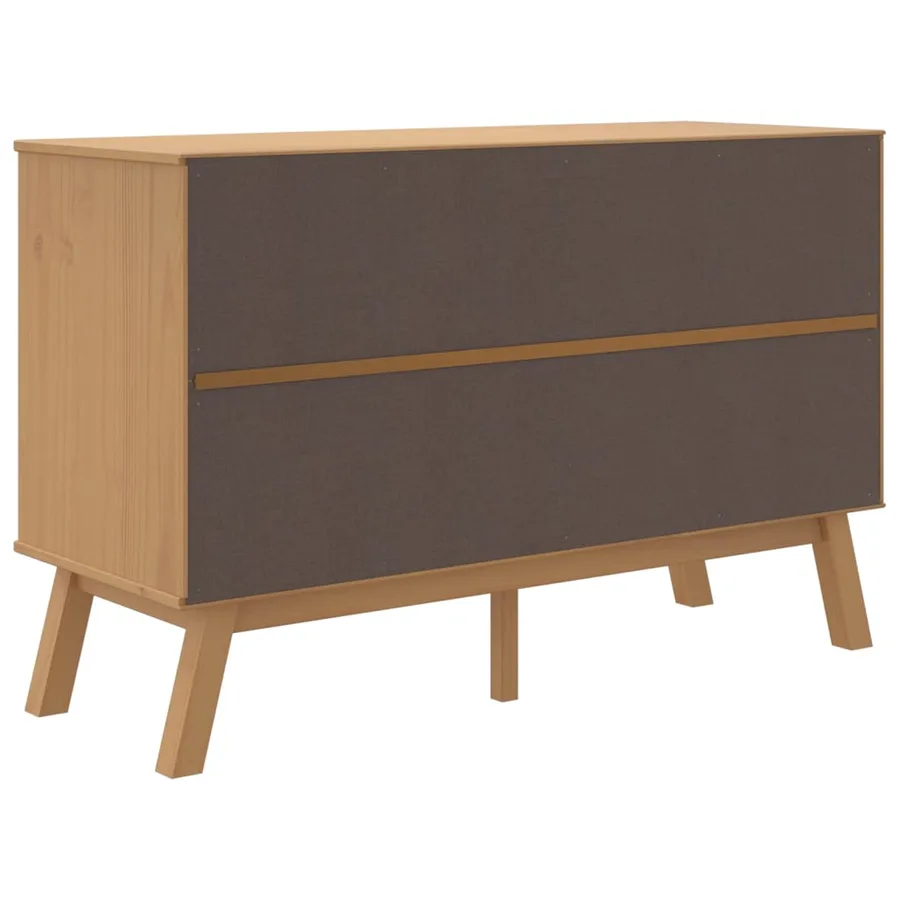 Buffet OLDEN blanc et marron 114x43x73,5 cm bois massif de pin - 10