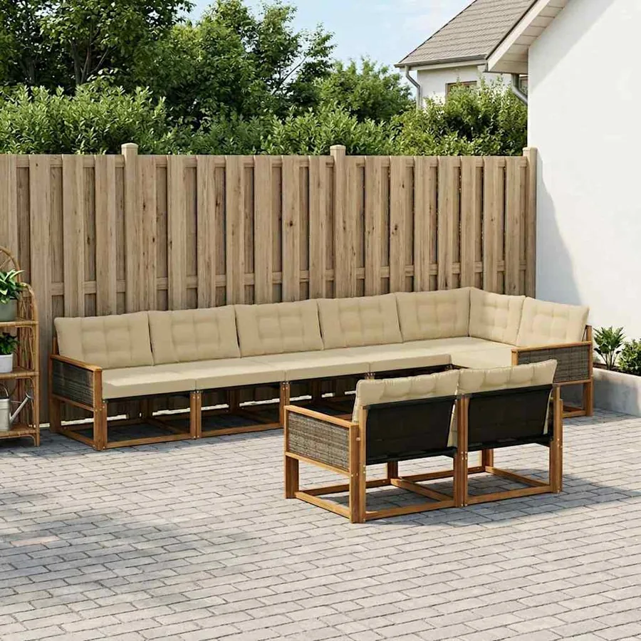 Ensemble de canapés d'extérieur 8 pcs Naturel et Beige