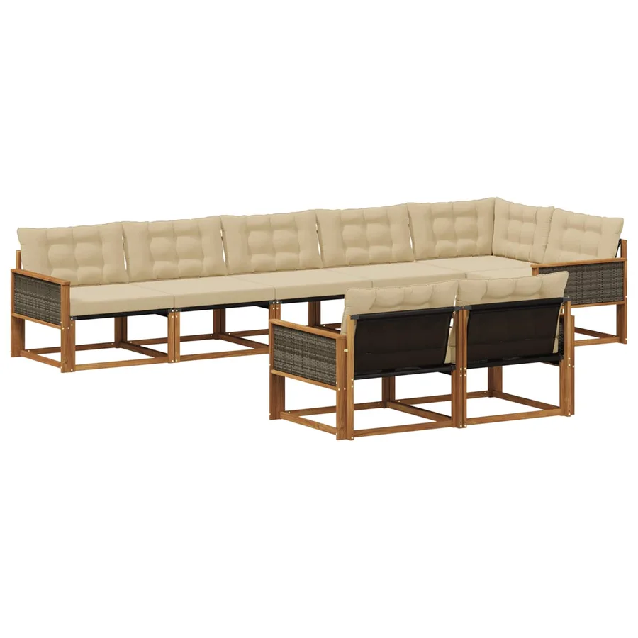Ensemble de canapés d'extérieur 8 pcs Naturel et Beige - 2