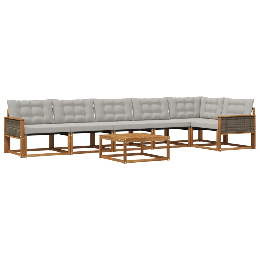 Ensemble de canapés d'extérieur 7 pcs Naturel et gris clair - 2
