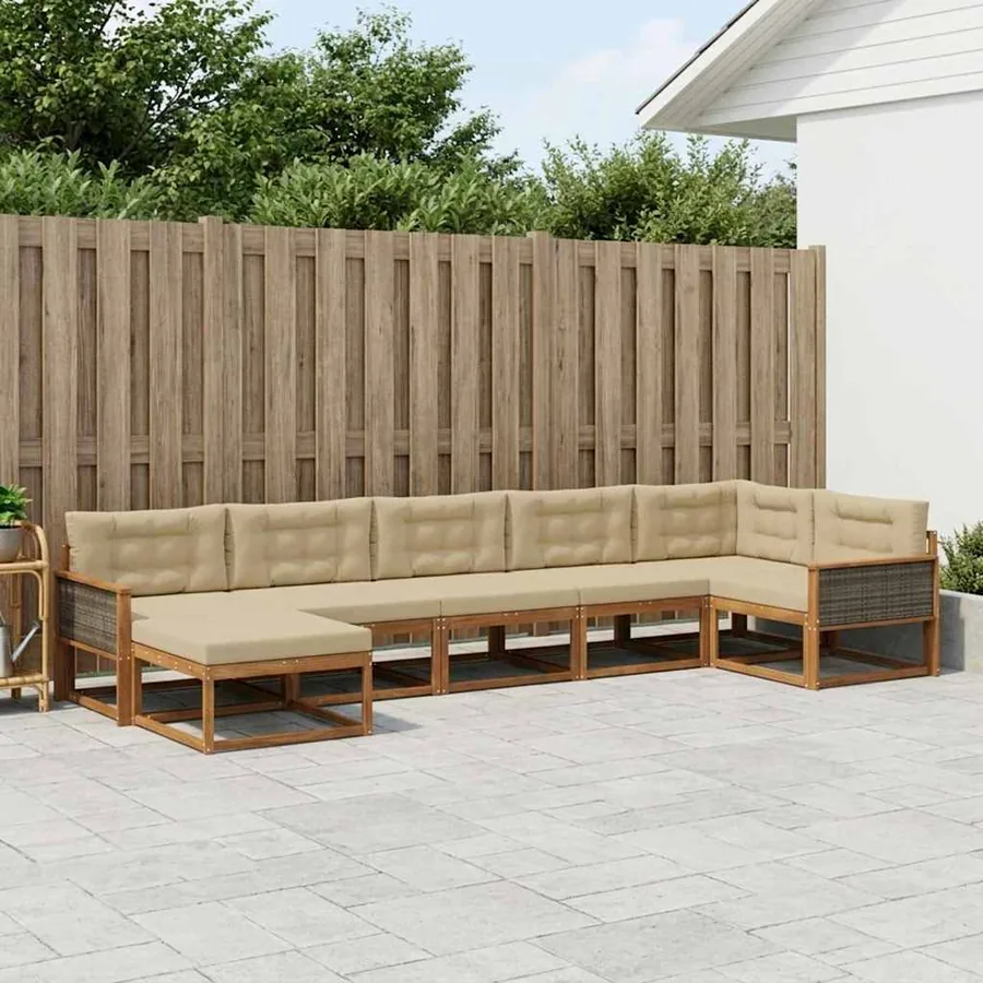 Ensemble de canapés d'extérieur 7 pcs Naturel et Beige