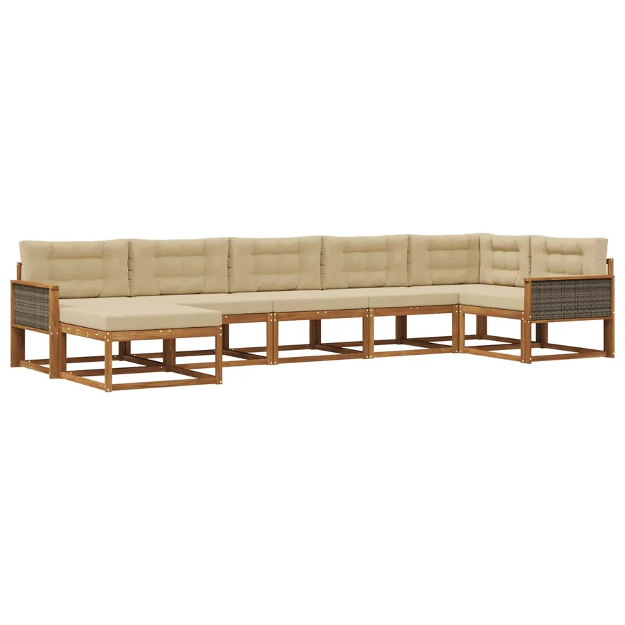 Ensemble de canapés d'extérieur 7 pcs Naturel et Beige - 2